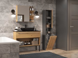 Topeshop Szafka łazienkowa słupek NEL III antracyt dąb Artisan 5