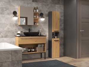 Topeshop Szafka łazienkowa słupek NEL III antracyt dąb Artisan 6