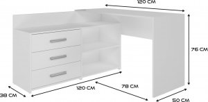 Biurko Topeshop Białe 120 cm x 50 cm 5