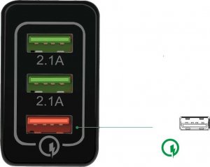 Ładowarka Alogy Ładowarka sieciowa Alogy szybka 3x USB-A Quick Charge QC 3.0 Czarna + Kabel USB-C 3