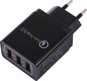 Ładowarka Alogy Ładowarka sieciowa Alogy szybka 3x USB-A Quick Charge QC 3.0 Czarna + Kabel USB-C 7