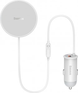 Baseus Baseus samochodowa ładowarka bezprzewodowa z uchwytem MagSafe 15W na kratkę nawiewu + USB-A 25W biała (CW01) 1