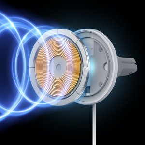 Baseus Baseus samochodowa ładowarka bezprzewodowa z uchwytem MagSafe 15W na kratkę nawiewu + USB-A 25W biała (CW01) 11