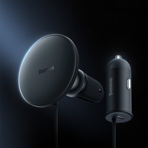 Baseus Baseus samochodowa ładowarka bezprzewodowa z uchwytem MagSafe 15W na kratkę nawiewu + USB-A 25W biała (CW01) 2