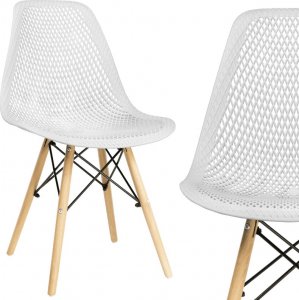 Krzesło białe plastikowe ażurowe do salonu jadalni 1