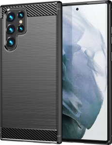 Hurtel Carbon Case etui Samsung Galaxy S23 Ultra elastyczny silikonowy karbonowy pokrowiec czarne 1