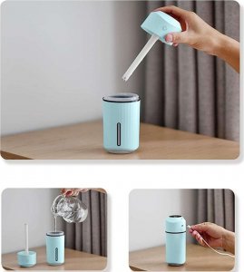 Nawilżacz powietrza 4kom.pl Nawilżacz powietrza Dyfuzor mgiełki Aromatyzer ultradźwiękowy Aromaterapia LED 320ml niebieski 5