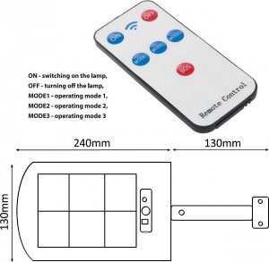 Maclean Solarna lampa uliczna LED z czujnikiem ruchu i pilotem Maclean IP54, 4W, 400lm, 6500K, Li-ion 1200 mAh, 3 tryby pracy MCE446 9