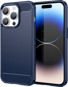 Hurtel Carbon Case etui iPhone 14 Pro elastyczny żelowy pokrowiec na tył plecki niebieski 1