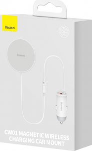 Baseus Baseus samochodowa ładowarka bezprzewodowa z uchwytem MagSafe 15W na kratkę nawiewu + USB Typ C 25W biała (CW01) 15