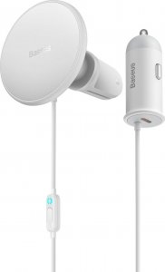 Baseus Baseus samochodowa ładowarka bezprzewodowa z uchwytem MagSafe 15W na kratkę nawiewu + USB Typ C 25W biała (CW01) 17