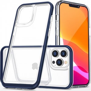 Hurtel Clear 3in1 etui iPhone 14 Pro silikonowy pokrowiec z ramką niebieskie 1