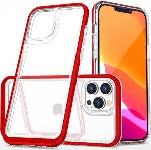 Hurtel Clear 3in1 etui iPhone 14 Pro Max silikonowy pokrowiec z ramką czerwone 1