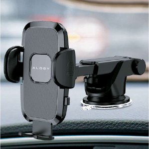 Alogy Alogy Uchwyt samochodowy do telefonu 4-7 cali na deskę rozdzielczą i szybę Czarny uniwersalny 4