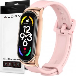 Alogy Alogy Pasek silikonowy z zapięciem opaska do Xiaomi Mi Band 7 Pink uniwersalny 1