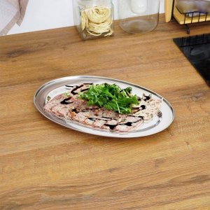 Excellent Houseware Taca do serwowania stalowa owalna srebrna zestaw 3 szt. 4