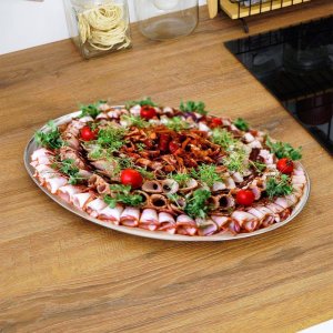 Excellent Houseware Taca do serwowania stalowa owalna srebrna zestaw 3 szt. 6