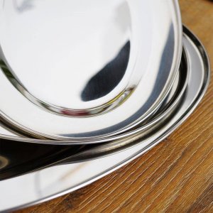Excellent Houseware Taca do serwowania stalowa owalna srebrna zestaw 3 szt. 8