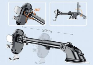 Alogy Alogy Uchwyt samochodowy Easy One Touch do telefonu 6.5" grawitacyjny na deskę rozdzielczą i szybę czarny uniwersalny 14