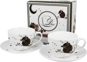 DUO Filiżanki ze spodkami 280 ml komplet 2 szt. CHARMING OWLS 1