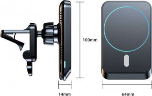 4kom.pl Alogy Uchwyt Magnetyczny samochodowy do MagSafe z ładowarką Qi 15W do telefonu do kratki na kratę czarny uniwersalny 2
