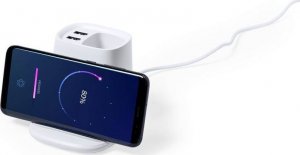 Ładowarka Upominkarnia Ładowarka bezprzewodowa 5W, hub USB 2.0, pojemnik na przybory do pisania, stojak na telefon 2