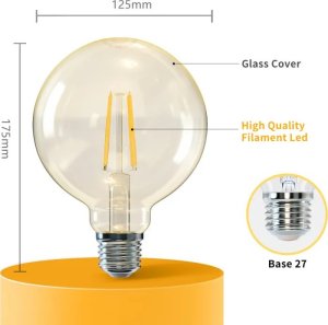 BestService Żarówka LED Lumax Amber LC160 8W E27 G125 700LM bursztynowa 3