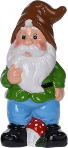 Vilde Figurka ogrodowa krasnal kolorowy 20 cm - brązowa czapka 1
