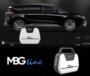 Kompresor samochodowy Mbg Line 12V / 230V LED pompka z wyświetlaczem LCD 12
