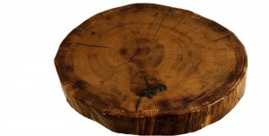 Wood & Resin Blat żywiczny z plastra drewna PDOB_093347_Z00 Żywica epoksydowa 39 cm x 42 cm x 6 cm | Szlifowany, Lakierowany spód (matowy), Opalany 1