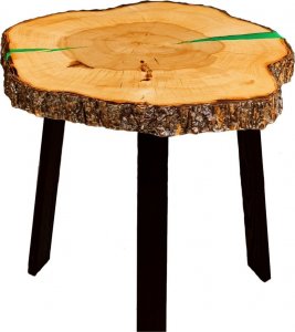Wood & Resin Stolik z plastra drewna Żywica epoksydowa 51 cm x 55 cm x 4,5 cm Nogi 20 cm | Szlifowany, Lakierowany spód (matowy) PDOS_090225_Z01 1