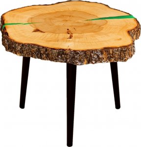 Wood & Resin Stolik z plastra drewna Żywica epoksydowa 51 cm x 55 cm x 4,5 cm Nogi 35 cm | Szlifowany, Lakierowany spód (matowy) PDOS_090225_Z05 1