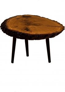 Wood & Resin Stolik z plastra drewna Żywica epoksydowa 42 cm x 61 cm x 6 cm Nogi 35 cm | Szlifowany, Lakierowany spód (matowy) PDOS_111255_Z05 1