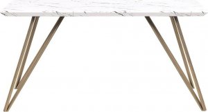 Beliani Stół do jadalni 150 x 80 cm efekt marmuru biało-złoty MOLDEN! 3