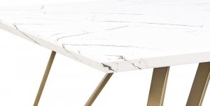 Beliani Stół do jadalni 150 x 80 cm efekt marmuru biało-złoty MOLDEN! 4