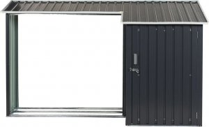 Beliani Stalowy domek narzędziowy z drewutnią szary AOSTA! 6