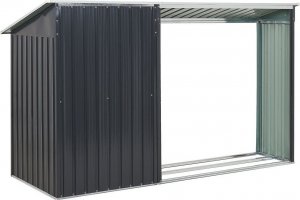 Beliani Stalowy domek narzędziowy z drewutnią szary AOSTA! 7