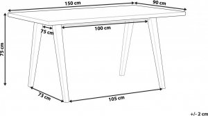 Beliani Stół do jadalni 150 x 90 cm jasne drewno z czarnym LENISTER! 7