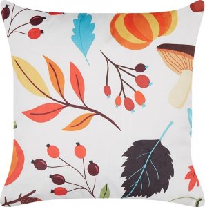 Beliani Lumarko Welurowa poduszka dekoracyjna motyw jesieni 45 x 45 cm złamana biel VISCARIA! 1