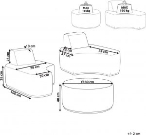 Beliani Zestaw ogrodowy dwuosobowy szary FABRO! 10