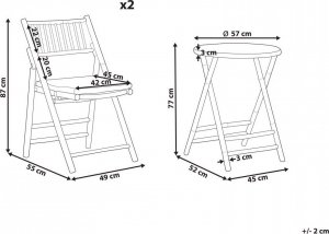 Beliani Zestaw mebli ogrodowych drewno bambusowe z poduszkami białymi SAVALLETRI! 10