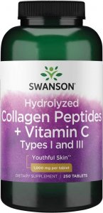 Swanson SWANSON Hydrolyzed Collagen Peptides+Vitamin C Types I And III 250tabs 1
