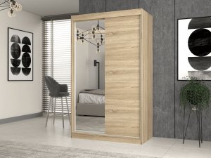 Topeshop Szafa przesuwna IGA 120cm, 1 lustro Dąb Sonoma 2
