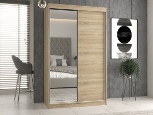 Topeshop Szafa przesuwna IGA 120cm, 1 lustro Dąb Sonoma 4