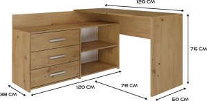 Biurko Topeshop BIURKO NAROŻNE DUŻE KOMPUTEROWE DANY DĄB ARTISAN 6