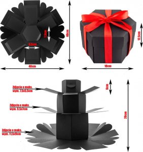 ToPrezent.pl Wysokie Pudełko Niespodzianka - Czarny EXPLOSION BOX 2