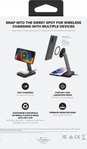 Ładowarka Zagg International Mophie Snap+ charging stand pad - stojąca ładowarka bezprzewodowa do dwóch urządzeń kompatybilna z MagSafe 15W (black) 4