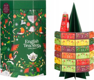 Kalendarz adwentowy English Tea Shop Zestaw herbatek Chrismas Tree 25 piramidek BIO 50g 2