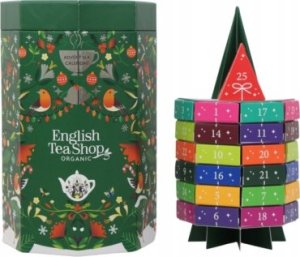 Kalendarz adwentowy English Tea Shop Zestaw herbatek Chrismas Tree 25 piramidek BIO 50g 8