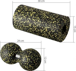 HMS FSBM04 BLACK-YELLOW SET ZESTAW DO MASAŻU WAŁKI/PIŁKI(4 szt) HMS 21